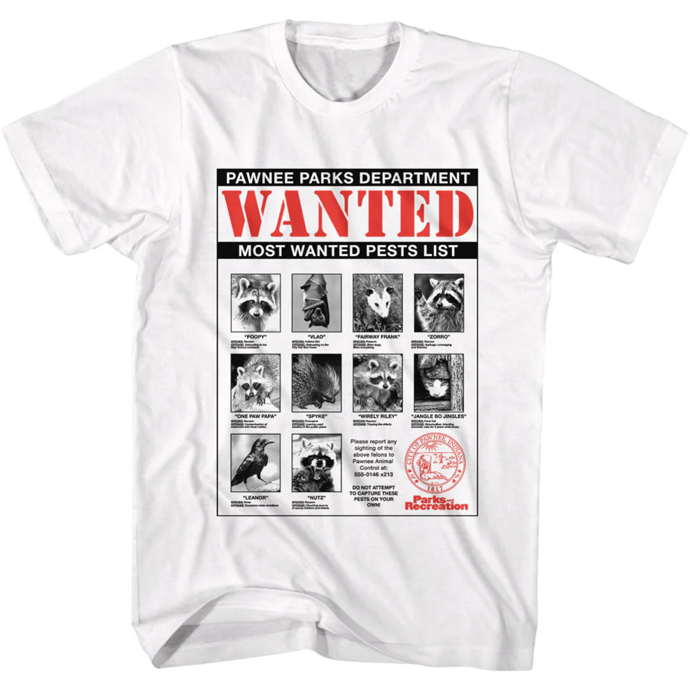 Most Wanted Pests List Parks And Recreation Tshirt